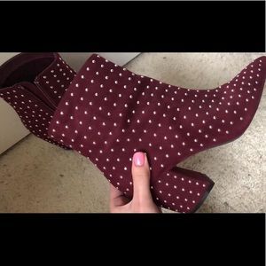 Burgundy booties